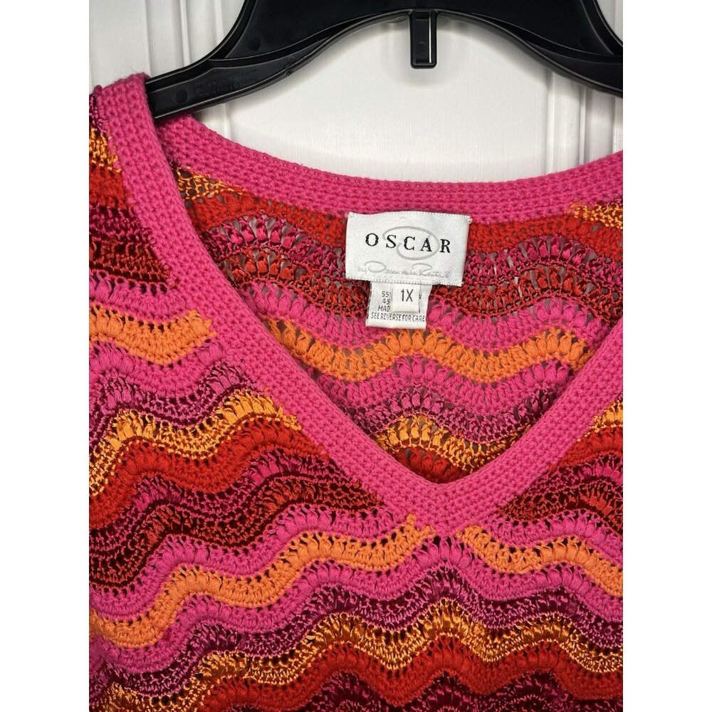 Oscar By Oscar De La Renta Sweater Size 1X Woman’s Colorful Knit Pullover - Picture 3 of 7